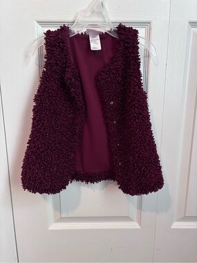 Little Lass Plush Sleeveless Vest in Burgundy